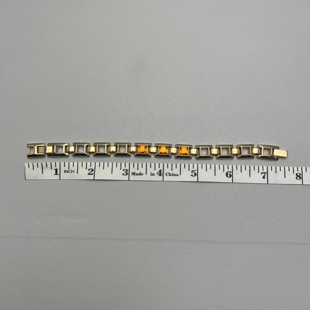 Fashion Link Bracelet in Gold with Rhinestones - Picture 4 of 4